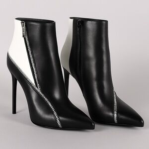 🏷️ NW Saint Laurent/Hedi Slimane Black&Whit Booties Size40  Made in Italy  🇮🇹